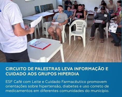 Palestras orientam pacientes sobre hipertensão e diabetes em comunidades de Alto Jequitibá